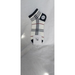 Women's Burberry Plaid Ankle Socks White Black size 7-9